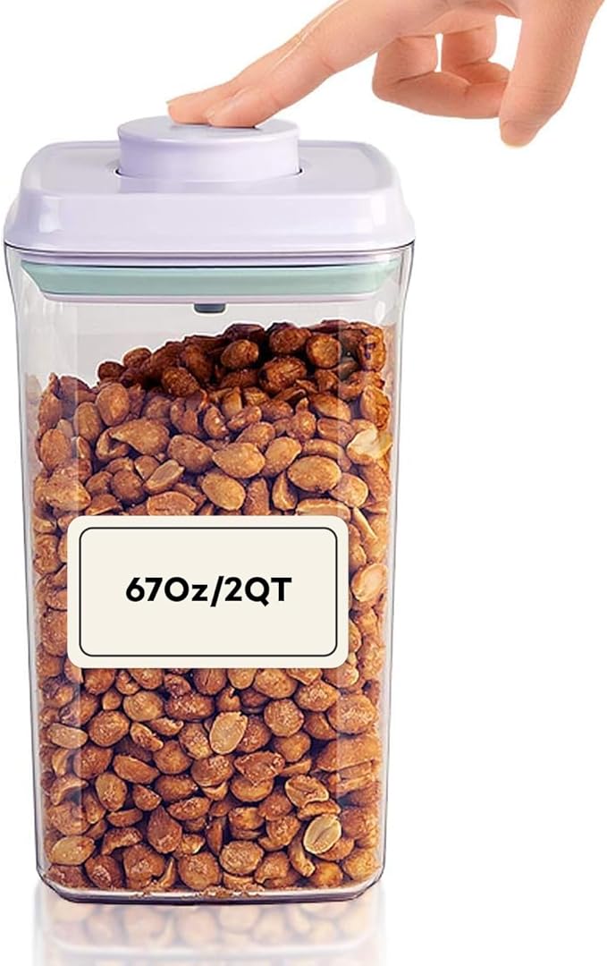 Bop Top Airtight Food Storage Containers with Lid 8 Cups / 67 oz | Kitchen Canister Sets | Air Tight Pantry Container | Pop Top Dry Food Storage Containers for Snacks, Sugar, Flour, Baking, Pasta