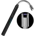 Candle Lighter, Plasma Electric Arc Lighters with 360¡ã Flexible Long Neck and LED Battery Display, USB Rechargeable Windproof Flameless for Camping Kitchen Grill Candle (Black)
