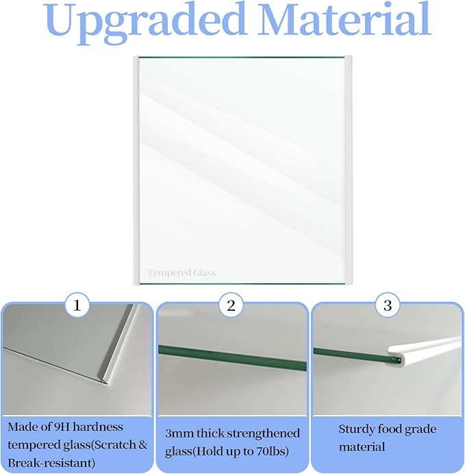 Upgraded W11130202 Whirlpool Freezer Shelf – Tempered Glass Refrigerator Drawer Shelf Replacement, Fits Fridge Door Parts and Shelves, Replaces W10527848, 4545865, EAP12347521, WRS571CIHZ04