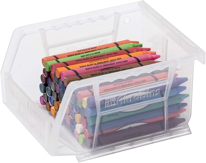 Akro-Mils 30210 AkroBins Plastic Storage Bins, Space-Saving Stackable Bins for Garage, Pantry, Craft Organization, 5" x 4" x 3", Green, 24-Pack