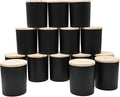 SHOWIN 10 OZ Thick Candle Jars for Making Candles 15 Pcs, Empty Jars with Wood Lids for Candle Making, Sample Container, Matte Black