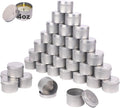 48 Pack 4 oz Sliver Metal Candle Tins with Lids, Round, Matte Finish, for DIY Candle Making and Storage