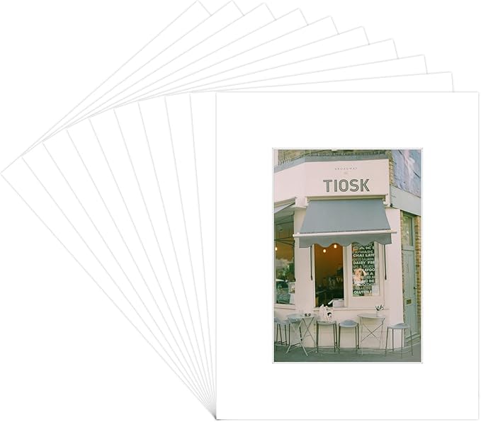 Golden State Art Pack of 10, Acid-Free White Pre-Cut 8x10 Picture Mat for 5x7 Photo with White Core Bevel Cut Frame Mattes