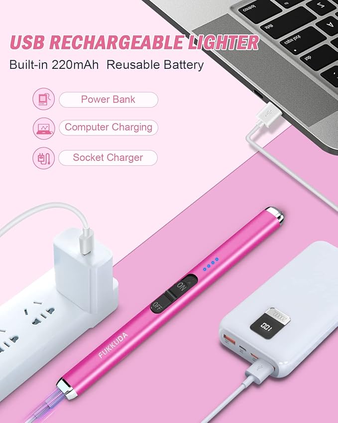 【Upgraded】 Dual Arc Electric Candle Lighter Rechargeable USB Lighter Plasma Arc Lighters for Candle (Violet)