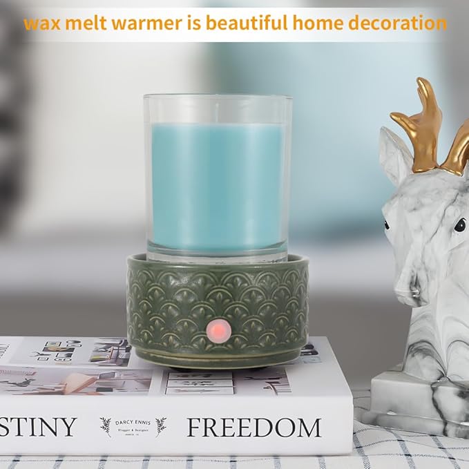 kobodon Ceramic Wax Melt Warmer - 3-in-1Electric Wax Warmer-Fragrance Candle Burner for Scented Wax Tarts and Essential Oils - Wax Melts as Gifts for Moms Grandma Women Girls（Green）…