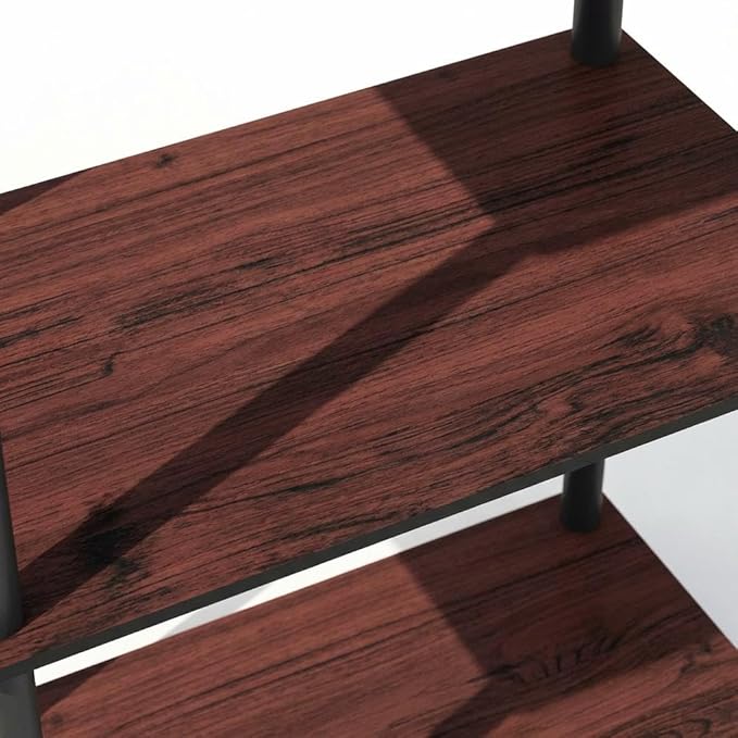 Furnifact Dark Cherry Black Bookcase with Sturdy Wooden Construction, Elegant Storage Solution, Modern Design for Home and Office Organization
