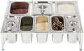 Expandable Spice Rack, Countertop Condiment Stand Holder with Pans and Lids,Stainless Steel Organizer Shelf for Seasonings Sauces Side Dishes Fruits Kitchen Pantry (5*1/9 Pans + 3*1/6 Pans)