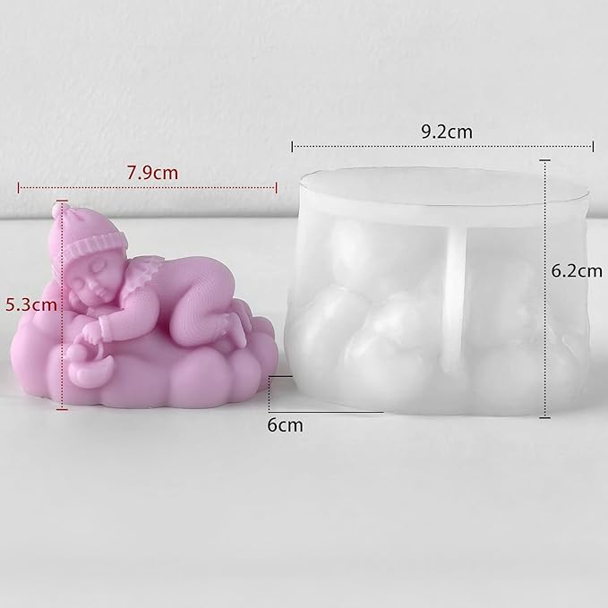 Sleep Baby Shape Cylinder Candle & Resin Mold - Resin Casting Silicone Molds for Home Decor & Candle Making Wave Spiral Mold