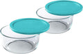 Pyrex 7203 7-Cup Glass Bowl and 7402-PC 6/7-Cup Turquoise Lid (2-Pack) - Made in USA