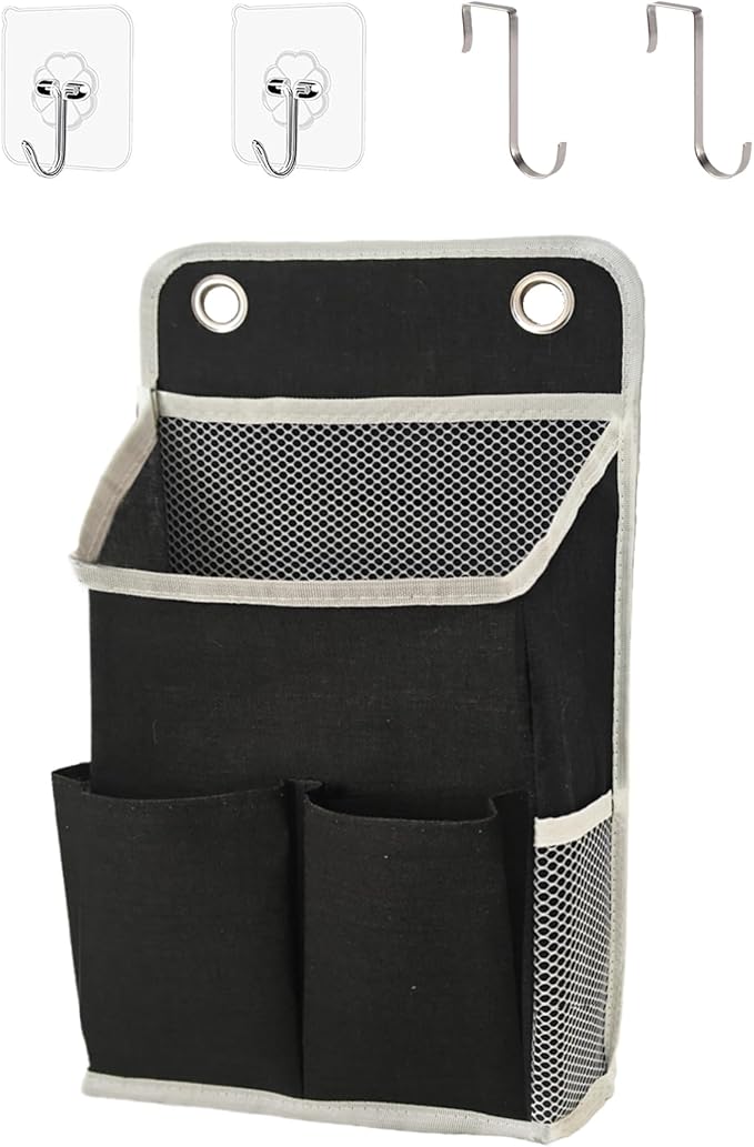 Hanging Basket for Organizing, Wall Organizer with Pockets and Over The Door Organizer，Can for Home, Closet, Office and Camper (Black 1)