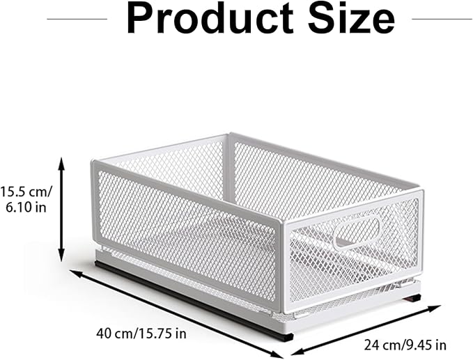 Pull Out Cabinet Organizer, Slide Out Drawers Fixed with Adhesive Nano Film, Pantry Shelves Sliding Drawer Storage Organization for Kitchen/Bathroom/Bedroom (15.7*9.4*6.1inch/40*24*15.5cm)