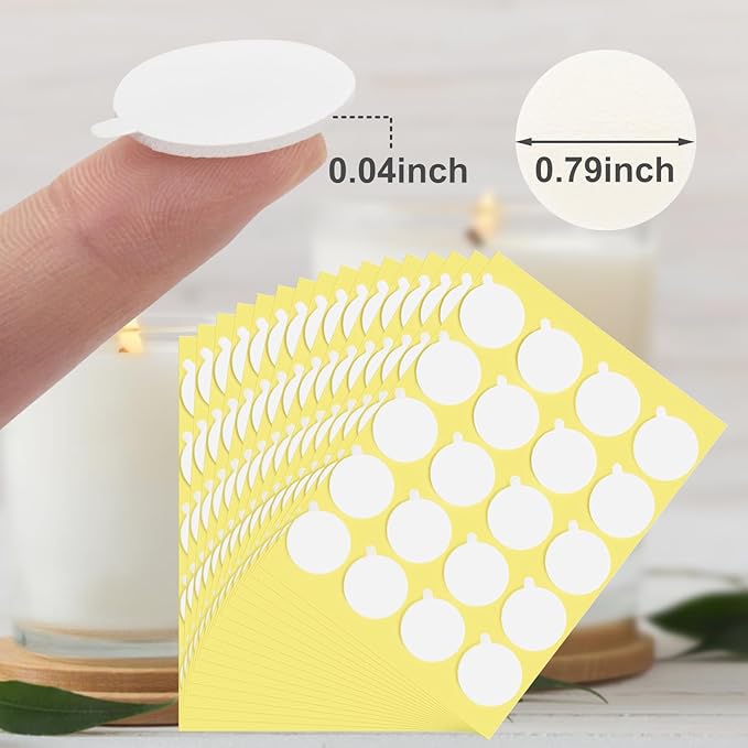 2400PCS Candle Wicks for Candle Making, Candle Wick Stickers, Heat Resistance Double-Sided Stickers with The Little ”Tail “, Stickers for Candle Making