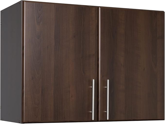 Prepac Brown Cabinet: Elite Wall Cabinet, EEW-3224 Garage Cabinet with Storage Shelf, Stackable 16"D x 32"W x 24"H, Perfect as a Garage Storage Cabinet with Doors and Shelves