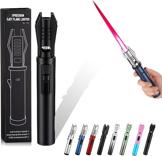 Power Electric Torch Lighters - New Adjustable Plasma Lighter with Safety Lock & 360° Inverted Ignition, Outdoor Straight Flame Windproof for Candles Campfires BBQ Baking, Camping, Gift (B-2)