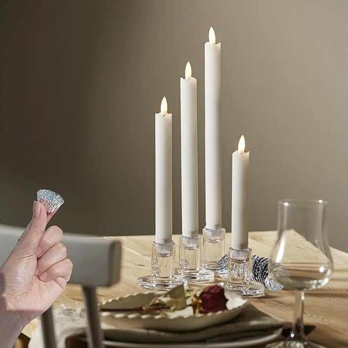 Silver Taper Candle Holders - Bobeches for Securing Candles Upright,Decorative Metal Candle Fittings for Wedding Church Table Centerpieces & Home Decor 30/Pack