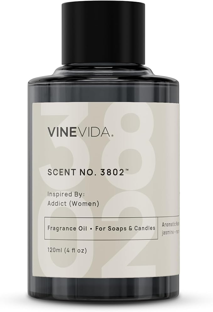 VINEVIDA [4 Oz] Scent No. 3802 Inspired by Addict (Women); Fragrance Oil for Candle Making and Soap Making - Premium Candle Scents for Soy Candles