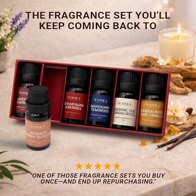 Premium Fragrance Oil Set – Highly Concentrated Scented Oils for Candle Making, Soap, Wax Melts & Home Fragrance, Long Lasting Aroma Oils Gift Set for Diffusers & DIY, Aromatherapy Mothers Day Gift