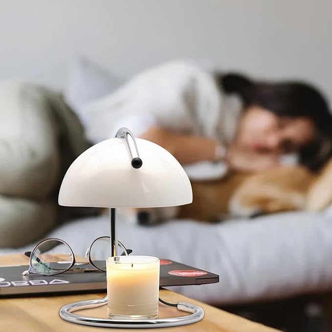Modern Metal Candle Warmer lamp Compatible with Yankee Candle Large Jar, with Timer Warmer Candle Lamp, Suitable for Melting and Heating Jam Candles in Small and Large Jars (White)