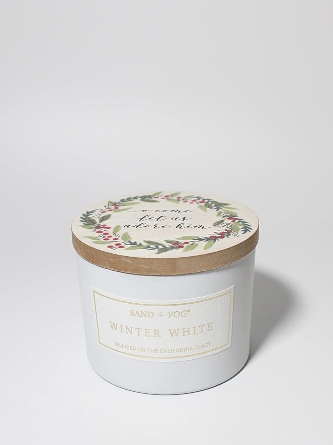 Sand + Fog Scented Candle - Winter White – Additional Scents and Sizes – 100% Cotton Lead-Free Wick - Luxury Air Freshening Jar Candles - Perfect Home Decor – 12oz