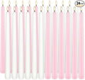 10-Inch Pink and White Taper Candles|24Pack Unscented, Smokeless,Hand-Poured CandleSticks,Perfect for Valentine’s Day, Weddings, Parties, Shabbat, Baby Shower, Birthday,Girls' Night,Home Décor