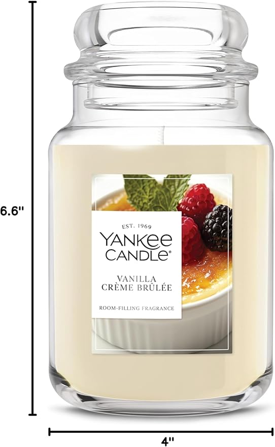 Yankee Candle Vanilla Crème Brûlée, Scented Candle, 22oz Large Jar with up to 150 Hour Burn Time, Giftable
