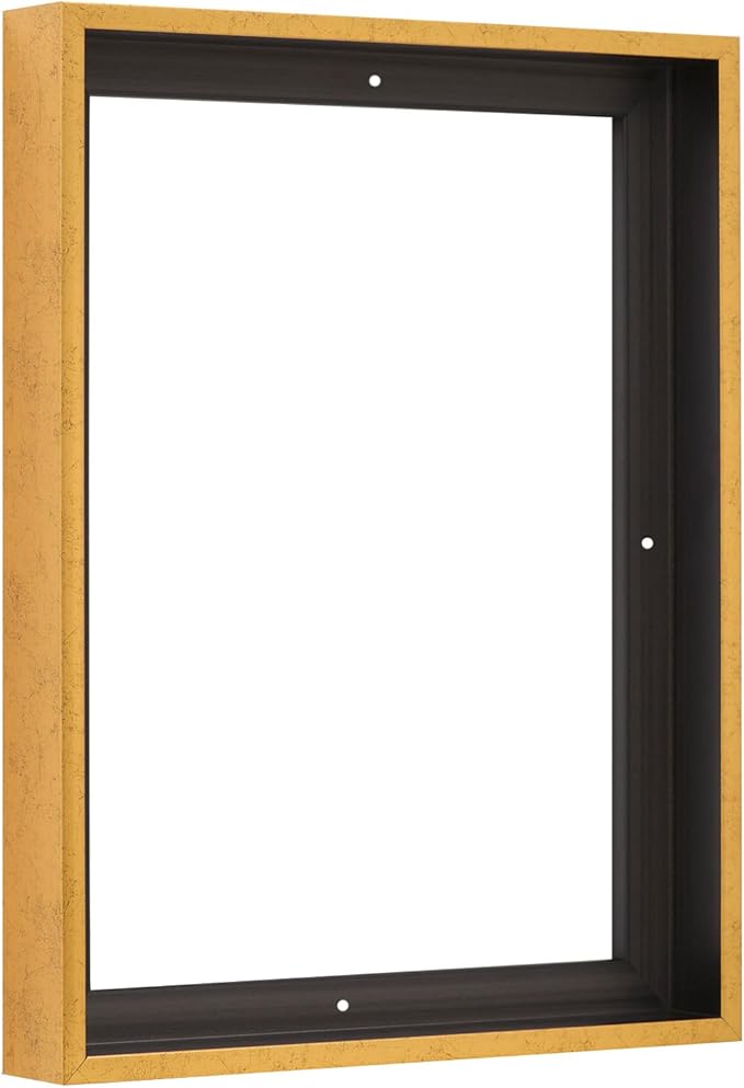 Pixy Canvas 16x24 inch Floater Frame for 1.5" Deep Canvas Paintings, Wood Panels & Stretched Canvas Boards. 4 Colors Available (Rustic Gold, 16 x 24)