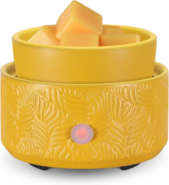 nawaza Ceramic Wax Melt Warmer, Fragrance Wax Warmer 4-in-1 Electric Candle Wax Melter and Wax Cubes for Home Office Bedroom Aromatherapy Essential Oil Burner is Birthday Gifts for Women（Yellow）