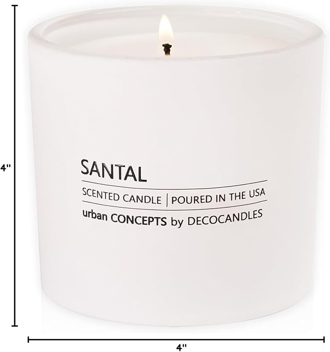 Urban Concepts by DECOCANDLES - Highly Scented Soy Candle - Long Lasting - Hand Poured in USA (12 Oz., Santal)