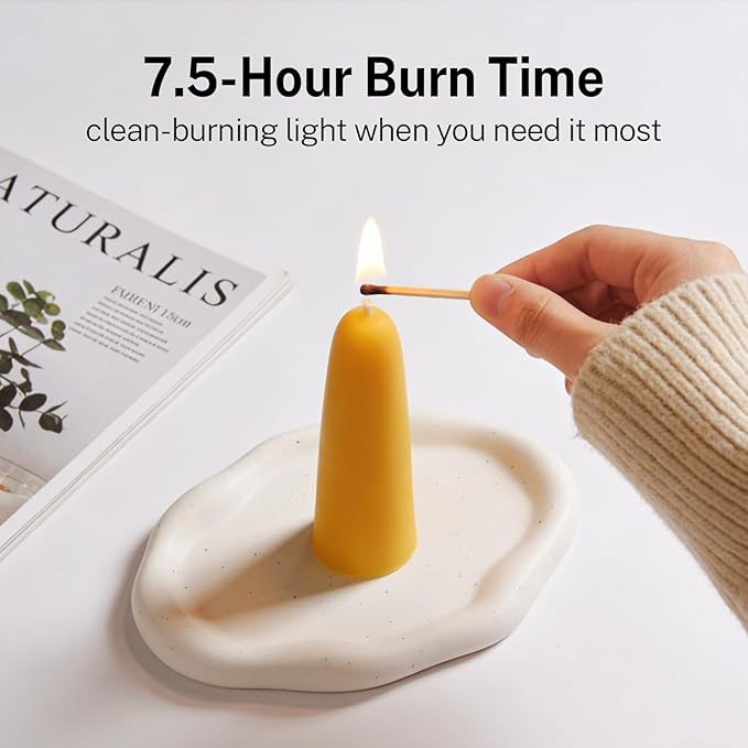 2 Pack Natural Beeswax Taper Candles, 1.3×4.3 Inch Bees Wax 30 Hours Long Burning Time, Eco-Friendly Non-Toxic Smokeless Handmade 100% Pure Beeswax, for Home Decor, Meditation, Relaxation & Gifts