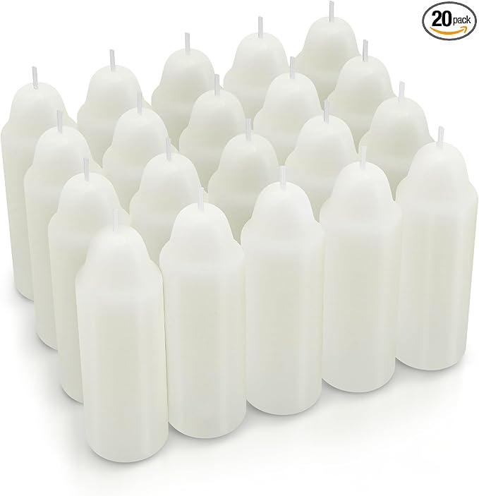 12-Hour White Candles Compatible with Candle Lanterns, Long-Burning Candles for Outdoor, Camping, Emergency, Survival Emergency Preparedness- 20Pack