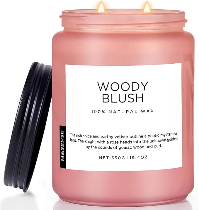 M&SENSE Large Rose Oud Soy Candles, 19.4oz Natural Soy Wax, 110-Hour Long Lasting Slow Burning, Scented Candles Non Toxic, Romantic Floral Smelling for Mom, Aromatherapy Gifts for Relaxing Spa