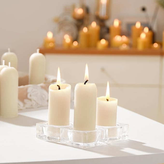 White Small Pillar Candles 16-Pack - 10-Hour Long Burning 100% Natural Beeswax Candles, Perfect for Everyday Use, Home & Travel, Power Outages，Classic Pillar Style (3.5"x1.3")