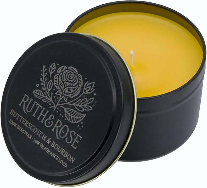 RUTH & ROSE | Fireside Sip | 100% Beeswax Scented Candles for Home, 8oz, +65 Hours Burn Time, Aromatherapy Non Toxic Candles, Gift for Women & Men, Made in USA, Perfect for Travel or Gifting
