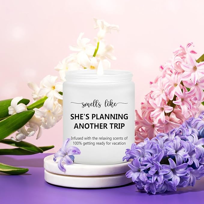 Travel Gifts for Women, Men - Travelers, Tourist Unique Great Gifts - Best Christmas Creative Vacation Trip Gift for The International Traveler People Who Travel - Lavender Scented Candle