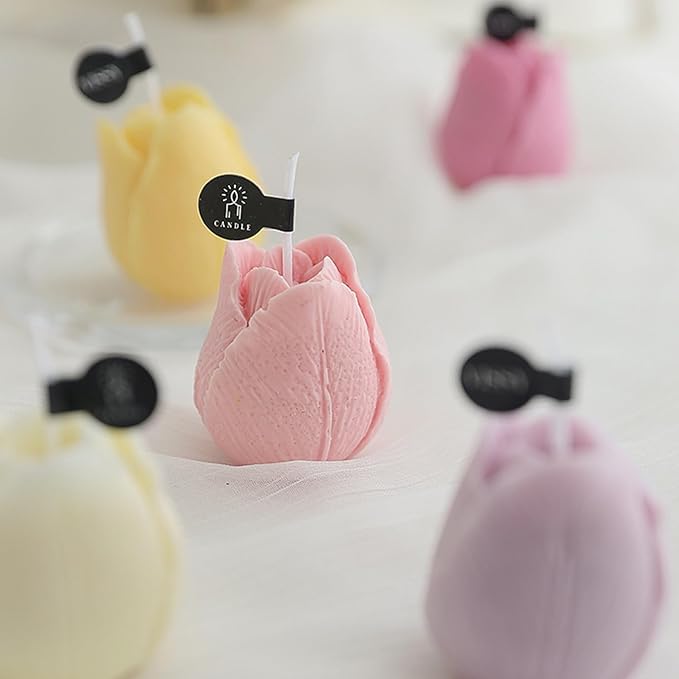 MGLIFEUL 2Pcs Tulip Silicone Candle Flower Wax Mold Silicone for Candles Resin Making Molds Moldes De Silicona para Hacer Velas Artesanales De Silicona,for Making Mothers Day Gifts for Mom Daughter