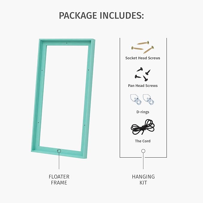 Pixy Canvas 20x40 inch Floater Frame for Canvas Paintings. 12 Colors. Floating Frame fits 5/8", 3/4" & max 7/8" Deep Stretched Canvas & Wood Panels (Gray Oak, 20 x 40 inch)