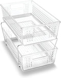madesmart 2 Tier Organizer, Under Cabinet Storage with Pull Out Sliding Drawers, for Cleaning Supplies, Undersink Storage, Sponges, Bottles & Bath, Adjustable Dividers & Pull Out Baskets, Clear