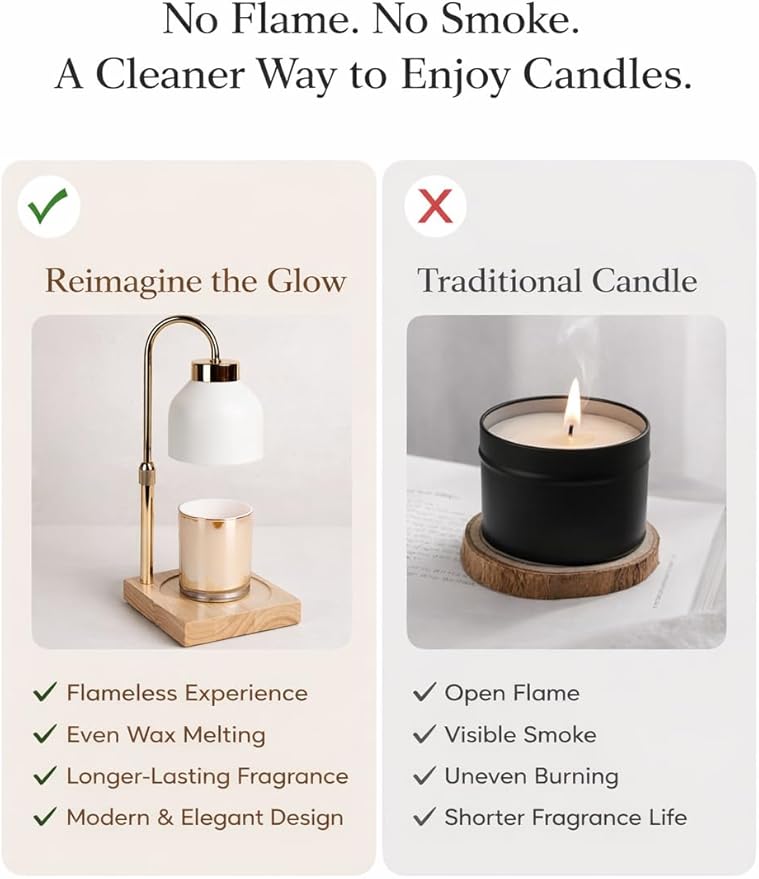 Candle Warmer Lamp with Timer and Dimmer, Adjustable Height Electric Candle Warmer for Jar Candles, Flameless Wax Melt Warmer Lamp, Housewarming Gift Home Decor for Women – DN Collection