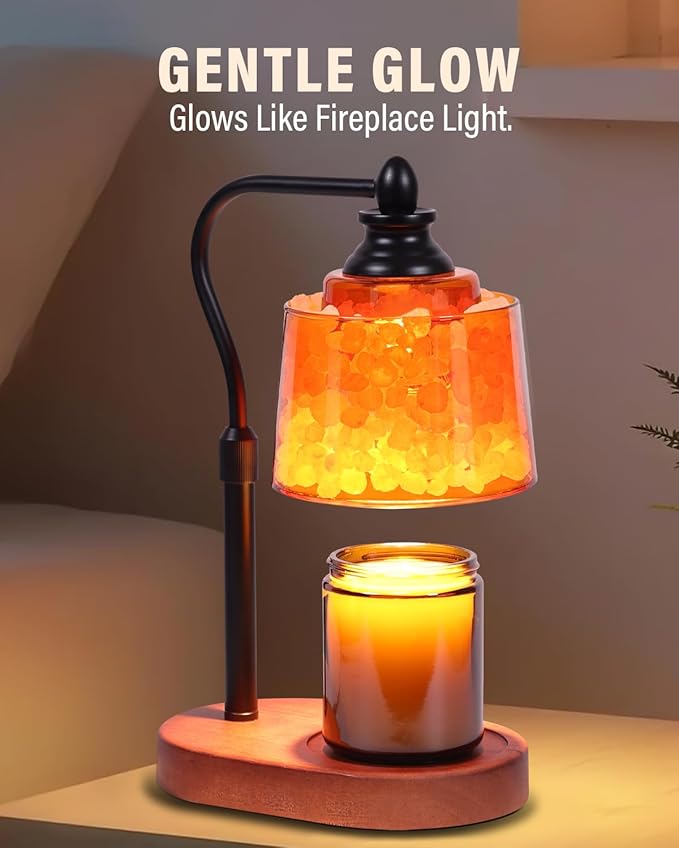 3-in-1 Candle Warmer Lamp with Timer Dimmable, Himalayan Salt Lamp & Passive Diffuser, Gifts for Women, House Warming Gifts, Wax Melt Warmer for Jar Candles