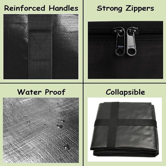 XL Moving Bag – 27"×14"×15.5" (25.4 Gal) Heavy-Duty Collapsible Storage Tote Zipper Lid & Tag Pocket — 4-Pack for Moving, College/Dorm, Laundry & Gym