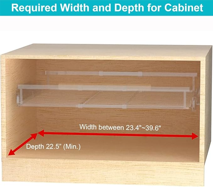 iPEGTOP 2 Pack Pull Out Cabinet Drawer Shelf Organizer, Extendable Sliding Slide Out Pantry Shelves Storage Heavy Duty for Kitchen Cabinets Under Sink, Adjustable Width 23.1~39.9" W x 22.4" D
