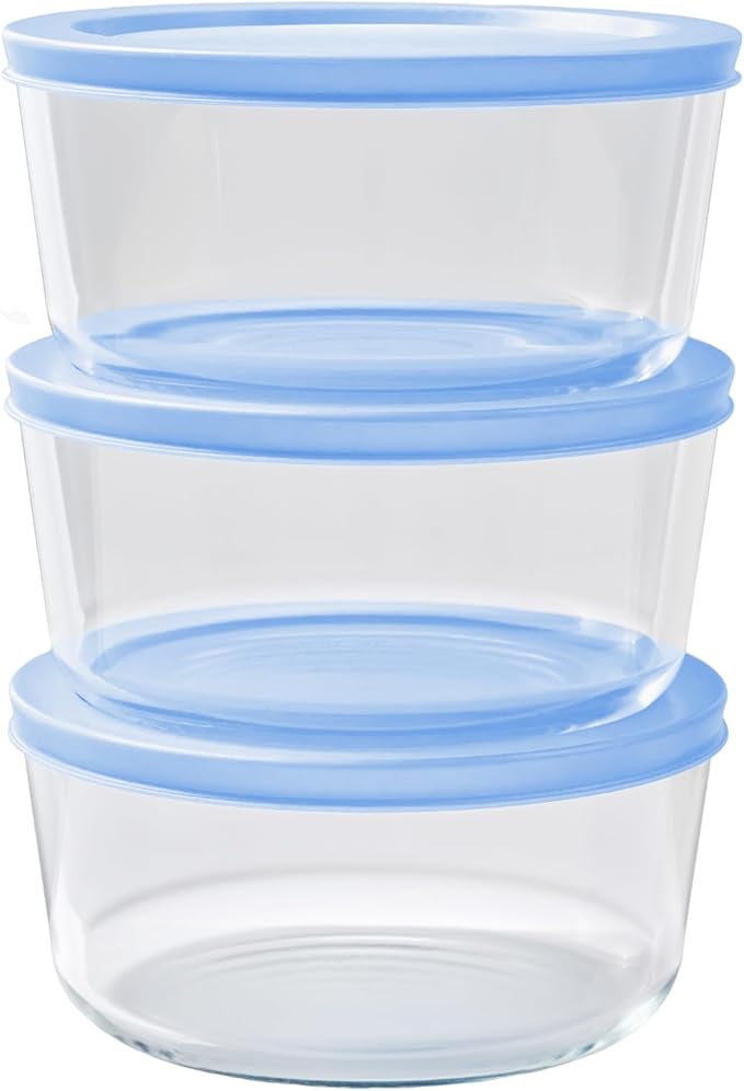 DURA LIVING 6-Piece Glass Food Storage Containers Set (3 Containers + 3 BPA-Free Lids) | 4-Cup, Leakproof | Microwave, Freezer, Oven & Dishwasher Safe | Ideal for Meal Prep & Pantry Organization