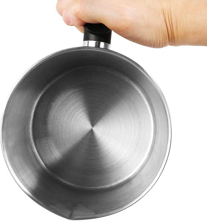 Candle Making Pouring Pot,2 pounds Capacity,Double Boiler Wax Melting Pot,Dripless Pouring Spout & Heat-Resisting Handle Designed Candle Making Pitcher, Silver