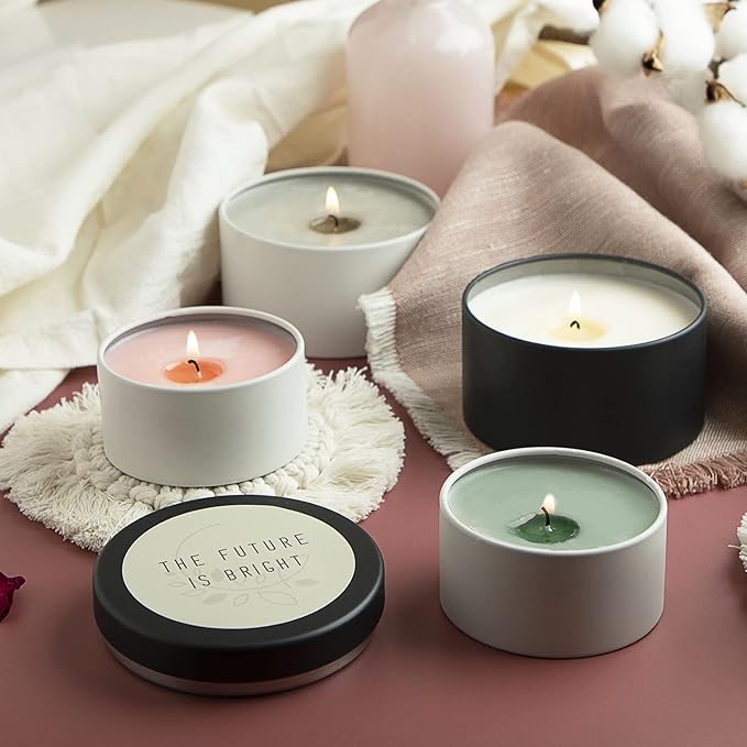 Hearth & Harbor Tin Candle Jars for Making Candles - DIY Candle Containers with Lids - Metal Candle Jars - Bulk Tins Storage for Candle - (24 Pieces) - (8 Ounces) - Solid Black and White