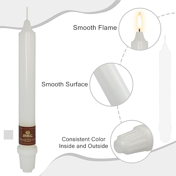 White Wedding Unscented Tapered Candle 8 inch Short Candle 4 PCS Smokeless Candlesticks Long-Burn for Home Dinner Wedding Party Decoration