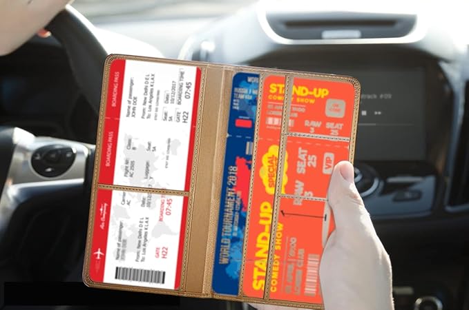 Car Registration and Insurance Card Holder - Leather Vehicle Glove Box Automobile Documents Paperwork Wallet Case Organizer for ID, Driver's License, Key Contact Information Cards