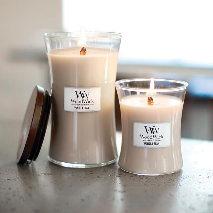 WoodWick Vanilla Bean Glass Jar Scented Candle, Large 22 oz.