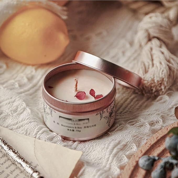 Rose Gold Candle Tins 8oz, 12Pcs Candle Tins for DIY Big Candle Container Tins for Candle Making Rose Gold Cantainer Tins