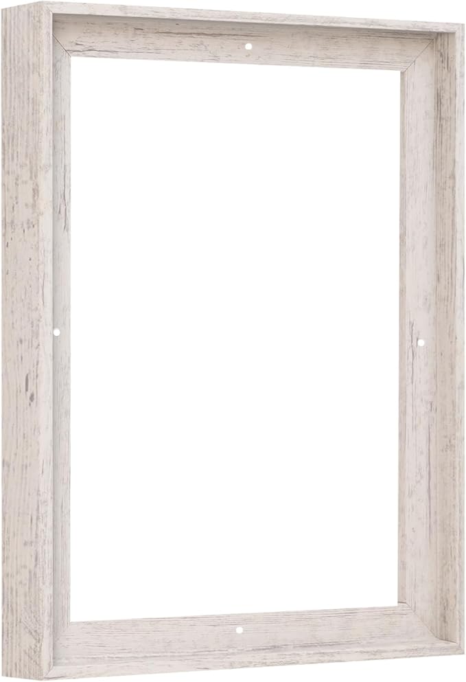 Pixy Canvas Floater Frame 5x9 for 1-1/2 (1.5) inch Deep Canvas Paintings/Canvas Prints/Wood Canvas Panels/Wall Art/Wall Decor/Home Decor/Artwork (Distressed White, 5 x 9 inch, Portrait)