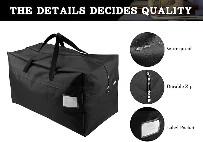 iwill CREATE PRO 100L Large Size Ornament Water Resistant Travle Duffel Tote Storage Bags with Carry Handles, Black